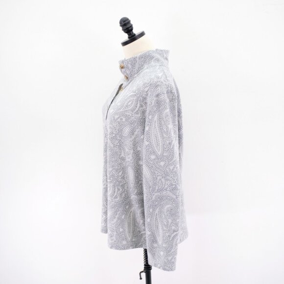 Croft & Barrow Gray Paisley Button Mock Neck XL Sweater Polyester Rayon Spandex - Picture 4 of 7